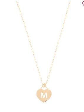 NWT MILOR SILVER 18kt Gold Plated Sterling Silver Heart M Initial Necklace